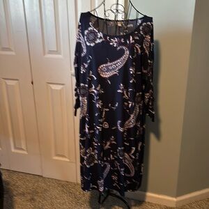 Navy blue paisley dress.